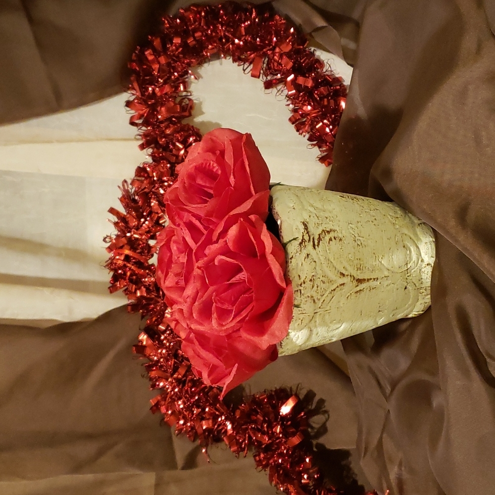 Faux Roses in a Vase
